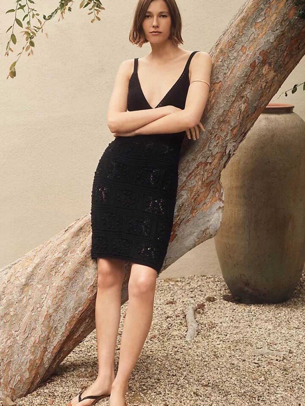 Black Crochet Midi Dress - by Anthropologie